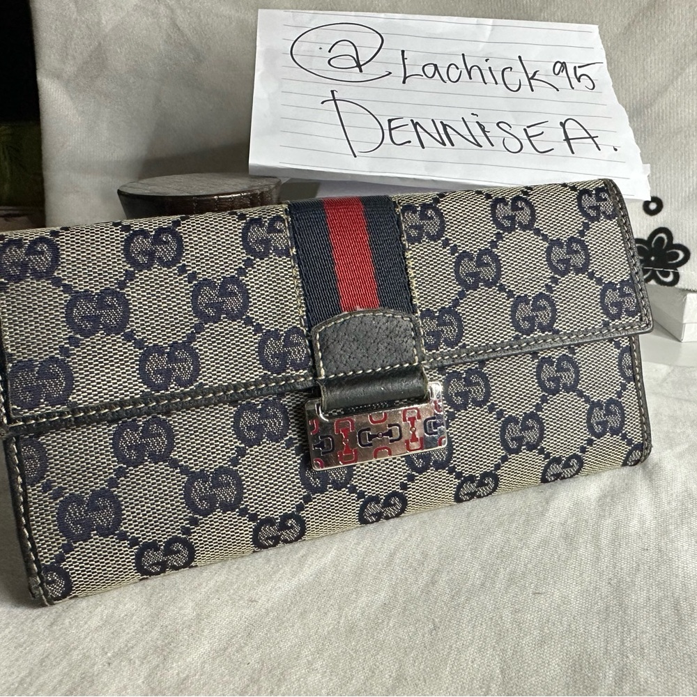 Gucci Navy Blue Sherry Line wallet